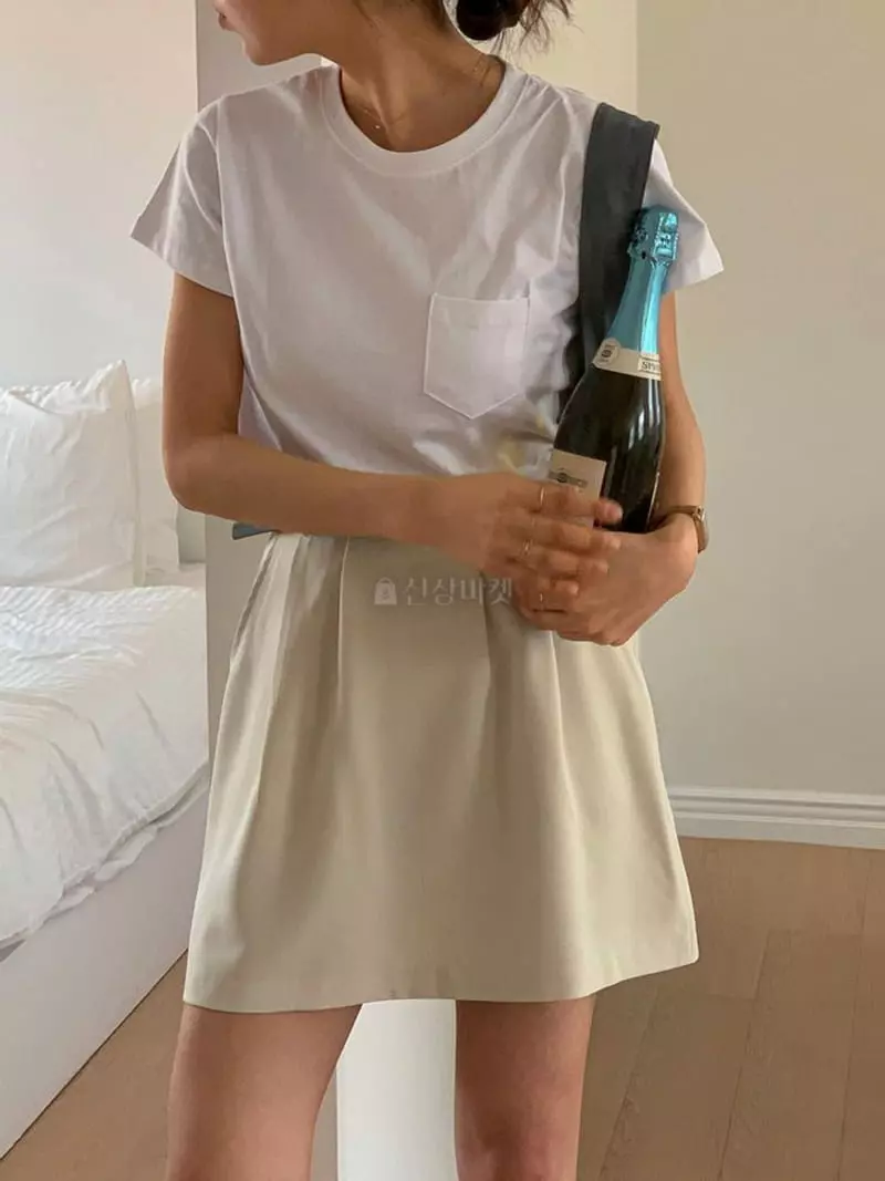 Hither - Korean Women Fashion - #momslook - Mini Pocket Tee