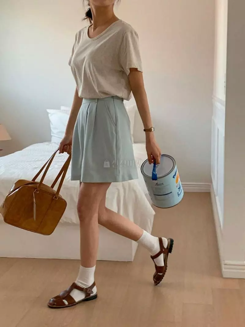 Hither - Korean Women Fashion - #momslook - Maren U Neck Tee - 3