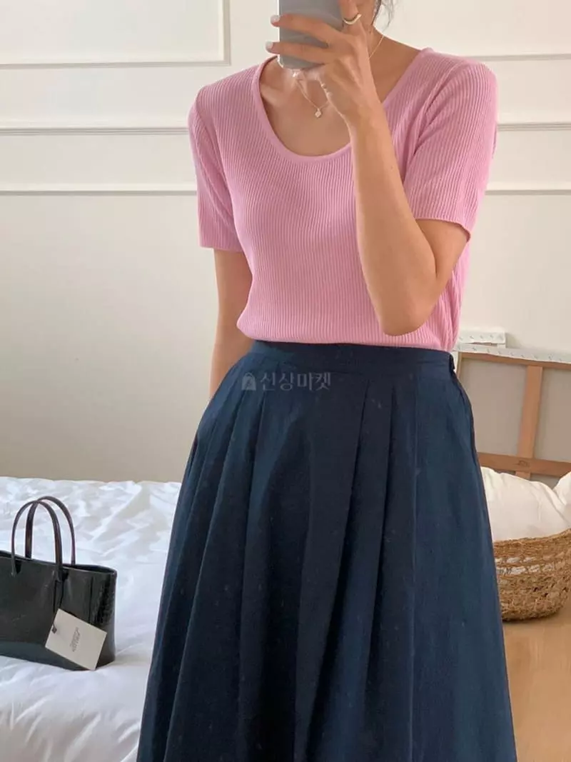 Hither - Korean Women Fashion - #momslook - Ria U Neck Knit - 2