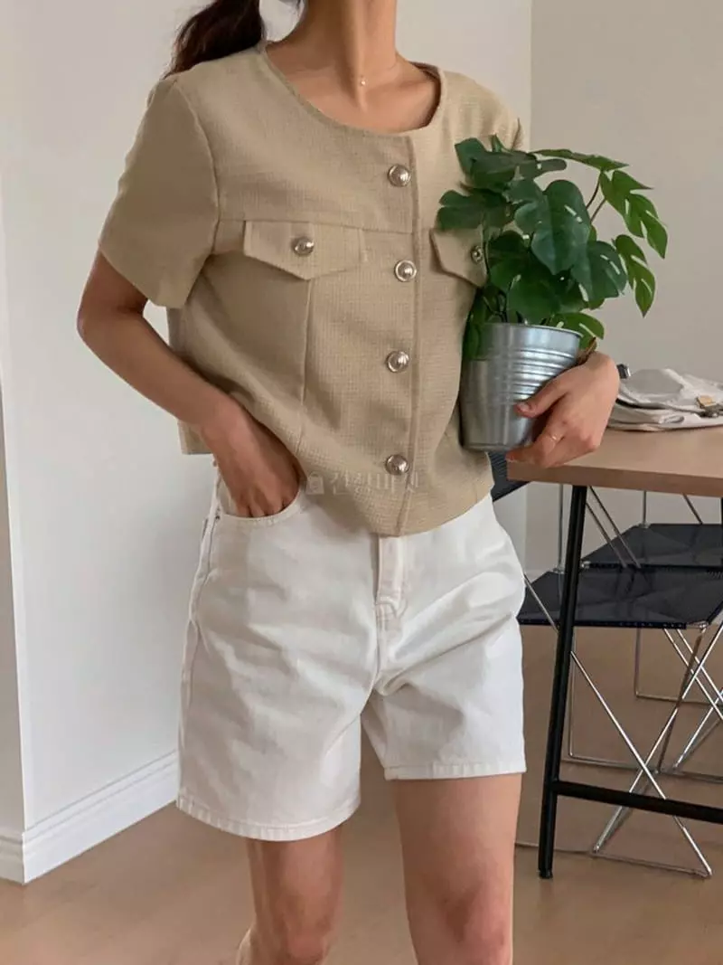 Hither - Korean Women Fashion - #pursuepretty - Cream Half Pants