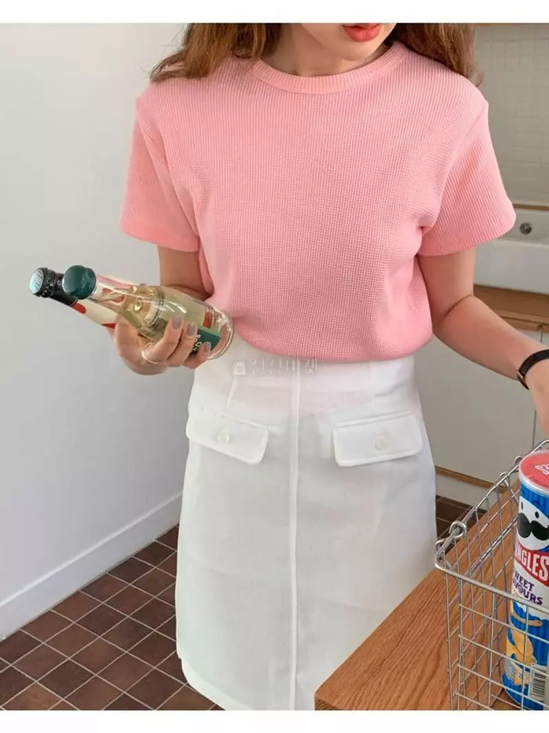Hither - Korean Women Fashion - #vintageinspired - Royal Waffle Tee - 3