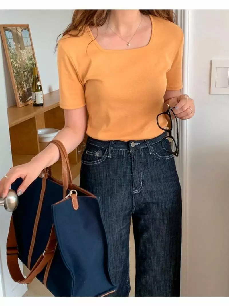 Hither - Korean Women Fashion - #vintageinspired - Rori Square Tee