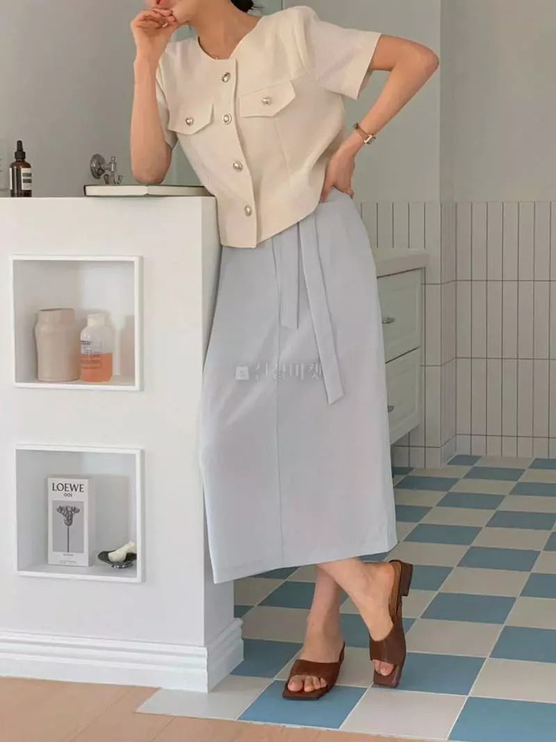 Hither - Korean Women Fashion - #womensfashion - Summer Twid Short Sleeves Jacket - 3