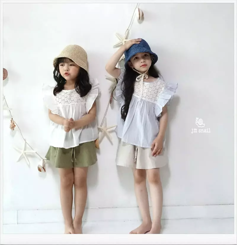 JM Snail - Korean Children Fashion - #kidsshorts - Shirley Frill Sleeveless Blouse - 5