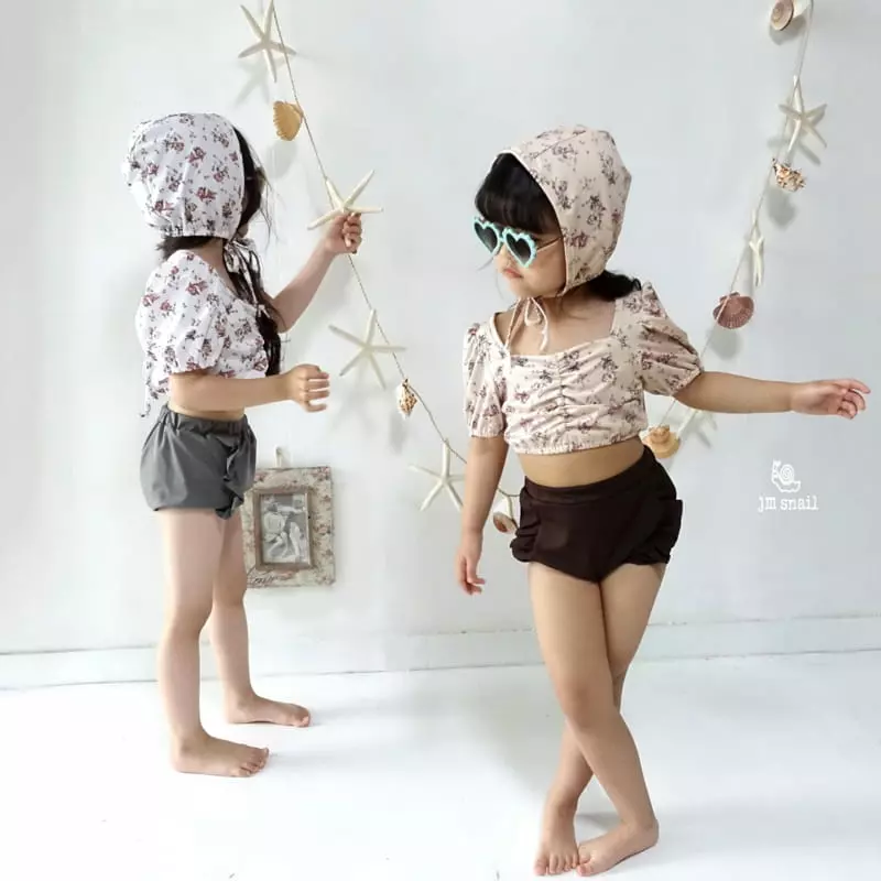 JM Snail - Korean Children Fashion - #todddlerfashion - Shasha Flower Swim Set - 6