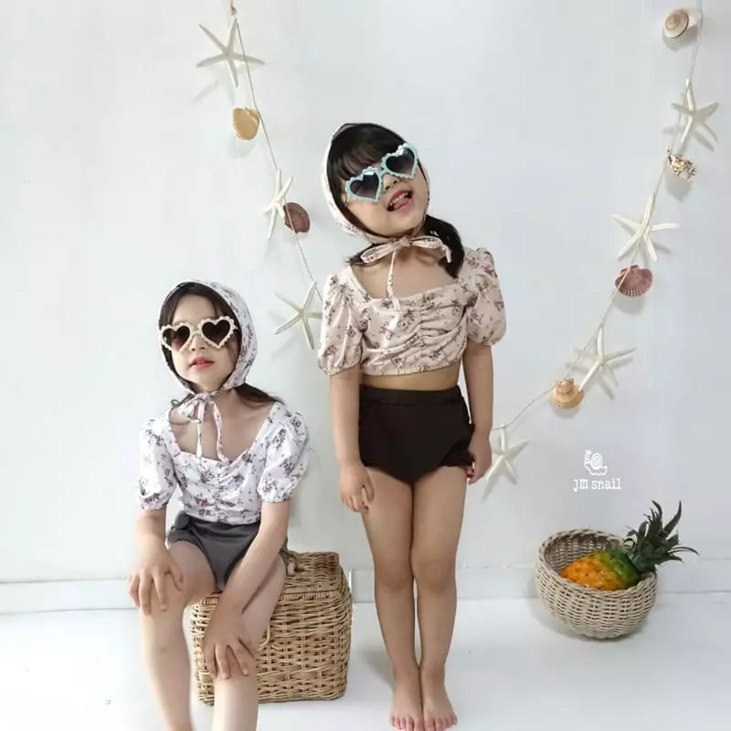 JM Snail - Korean Children Fashion - #toddlerclothing - Shasha Flower Swim Set - 7