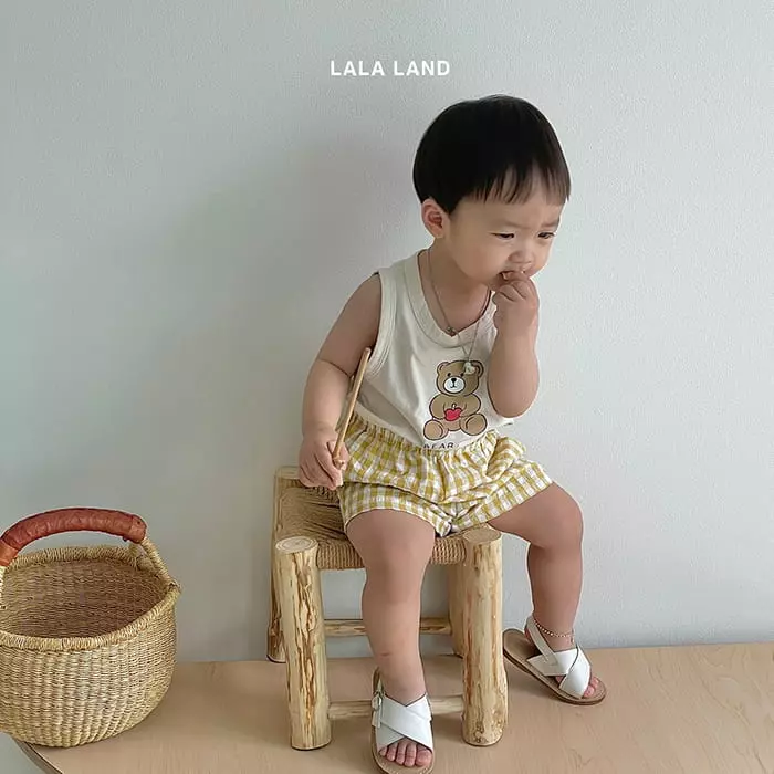 Lalaland - Korean Baby Fashion - #babyboutique - Bebe Bear Gobang Top Bottom Set - 11