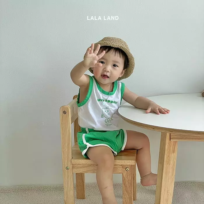 Lalaland - Korean Baby Fashion - #babyboutique - Bebe Apple Piping TOp Bottom Set - 10