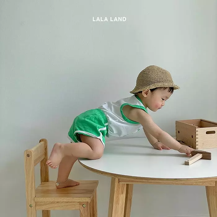 Lalaland - Korean Baby Fashion - #babyboutique - Bebe Apple Piping TOp Bottom Set - 9