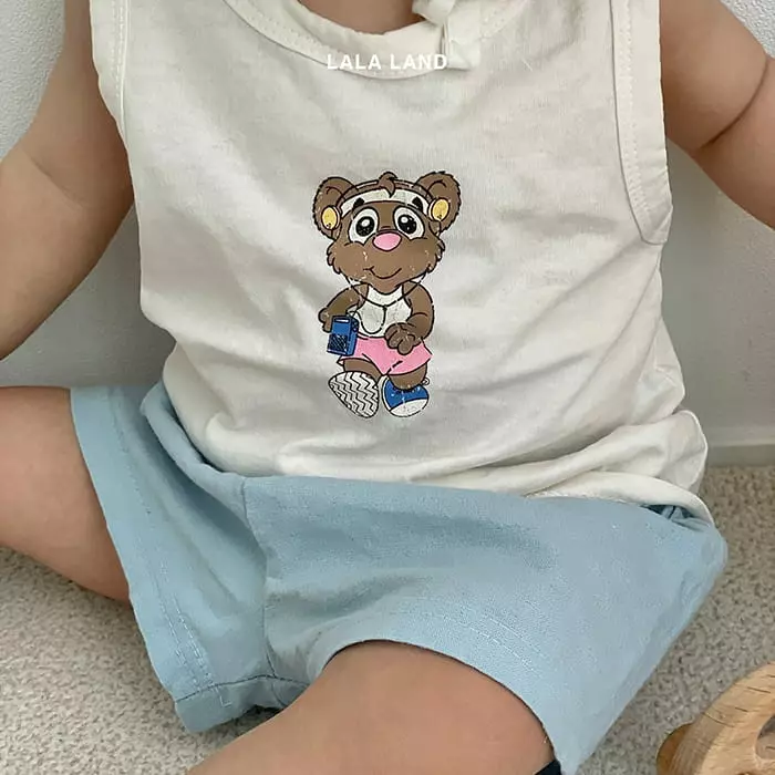 Lalaland - Korean Baby Fashion - #babyoutfit - Bebe Walking Bear Sleeveless - 12