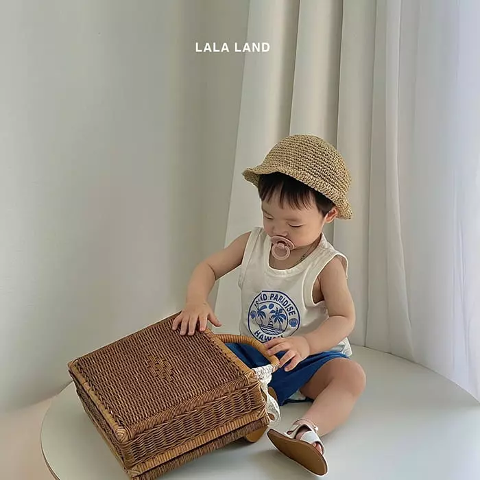 Lalaland - Korean Baby Fashion - #onlinebabyshop - Bebe Palm Top Bottom Set - 9