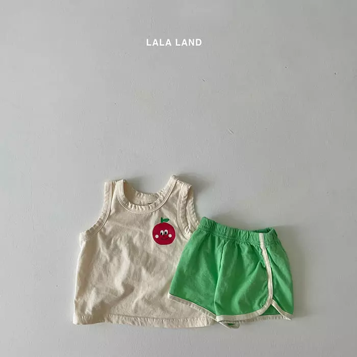 Lalaland - Korean Children Fashion - #fashionkids - Fruit Sleeveless Top Bottom Set - 3