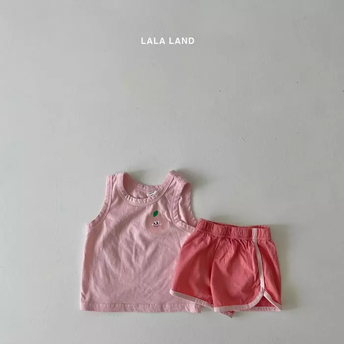 Lalaland - Korean Children Fashion - #fashionkids - Fruit Sleeveless Top Bottom Set - 4