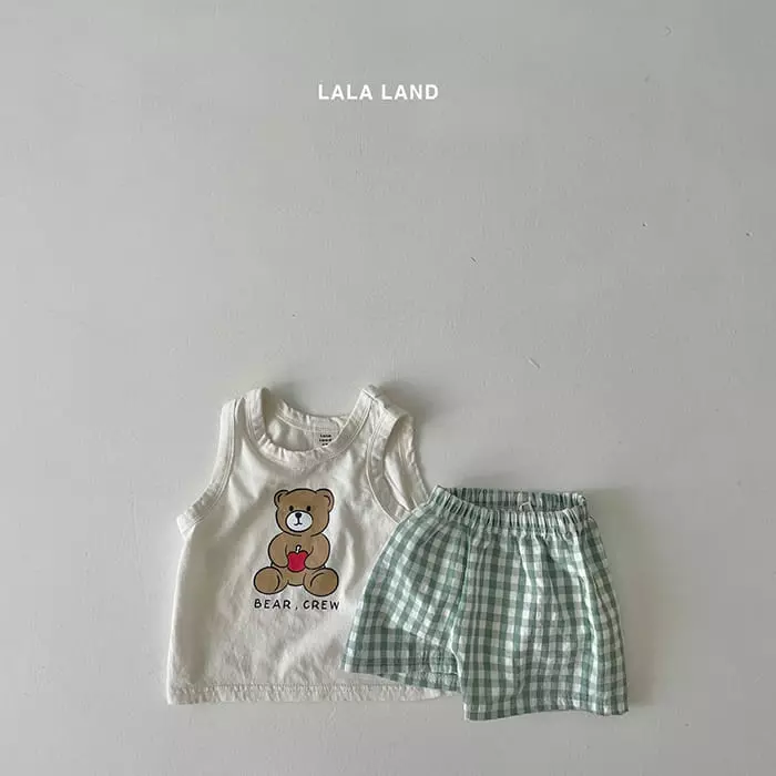 Lalaland - Korean Children Fashion - #kidzfashiontrend - Bear Gobang Top Bottom Set - 8