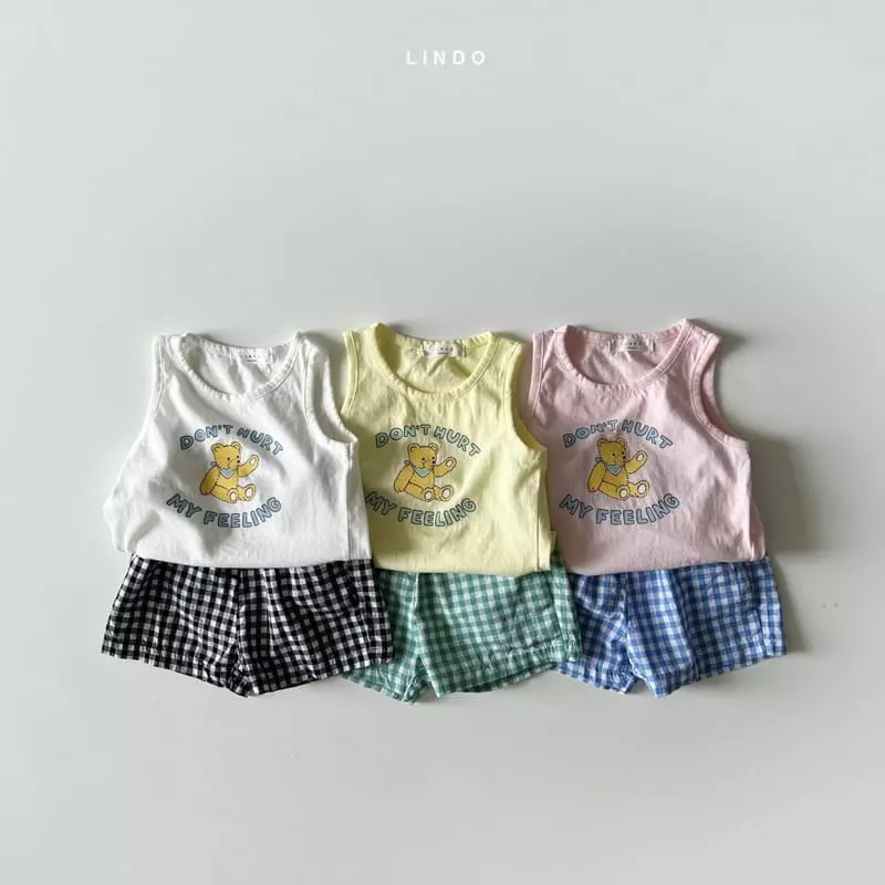 Lindo - Korean Children Fashion - #childrensboutique - Bear Sleeveless Top Bottom Set