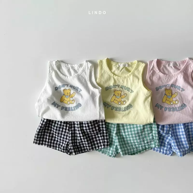 Lindo - Korean Children Fashion - #designkidswear - Bear Sleeveless Top Bottom Set - 2