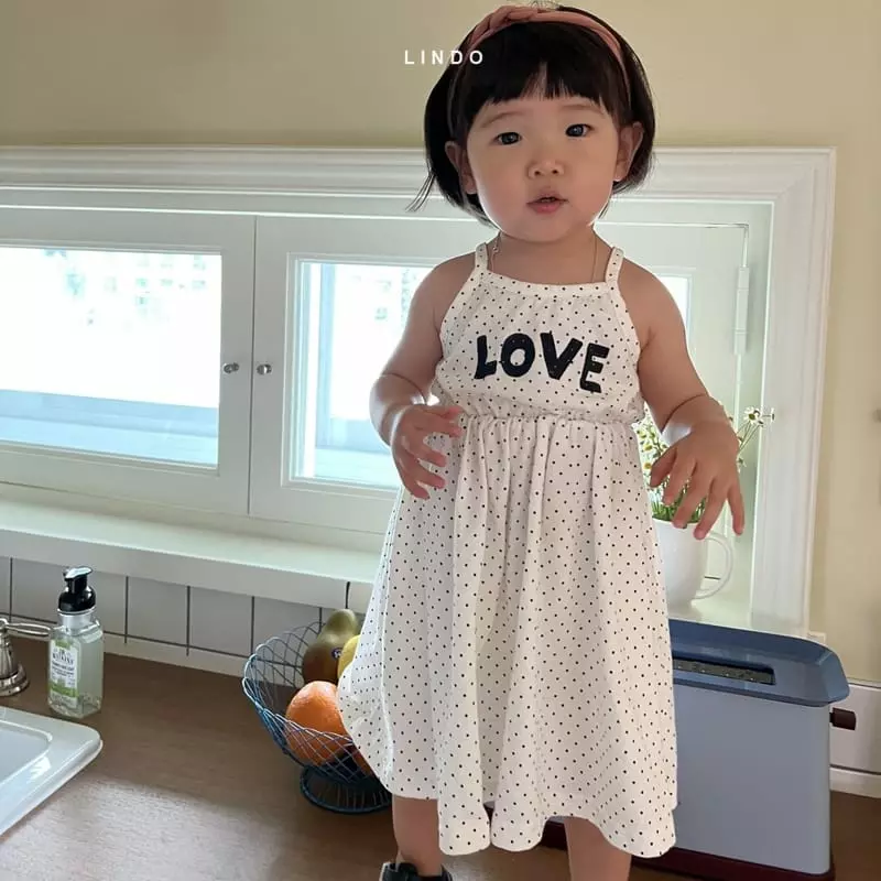Lindo - Korean Children Fashion - #discoveringself - Love Sleeveless One-piece - 2