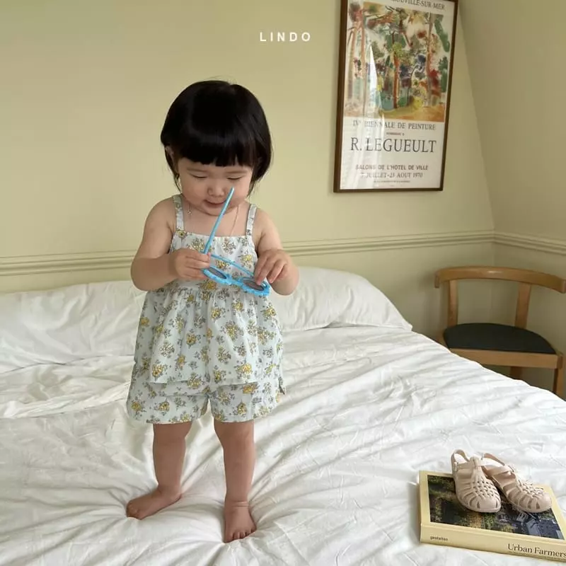 Lindo - Korean Children Fashion - #magicofchildhood - Lala Flower Top Bottom Set - 2