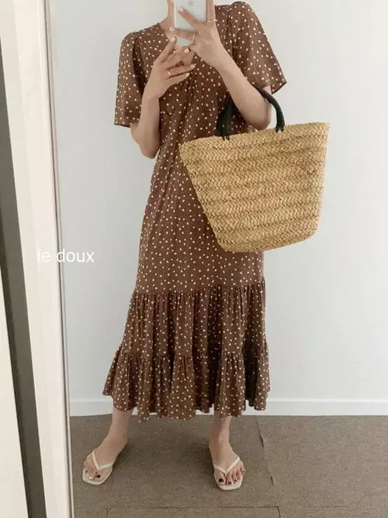 Melon Switch - Korean Women Fashion - #momslook - Mom Brownie Small Flower One-piece - 5
