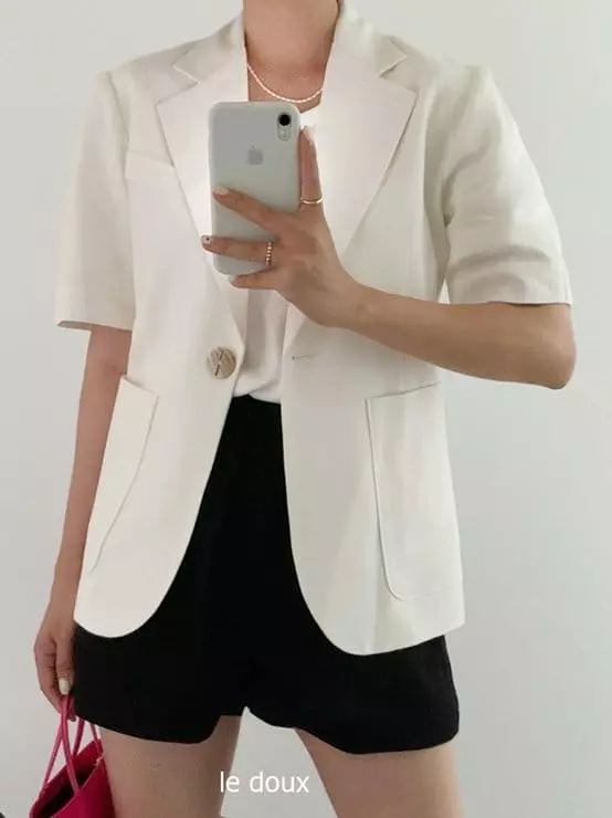 Melon Switch - Korean Women Fashion - #pursuepretty - Mom One Button Jacket - 7