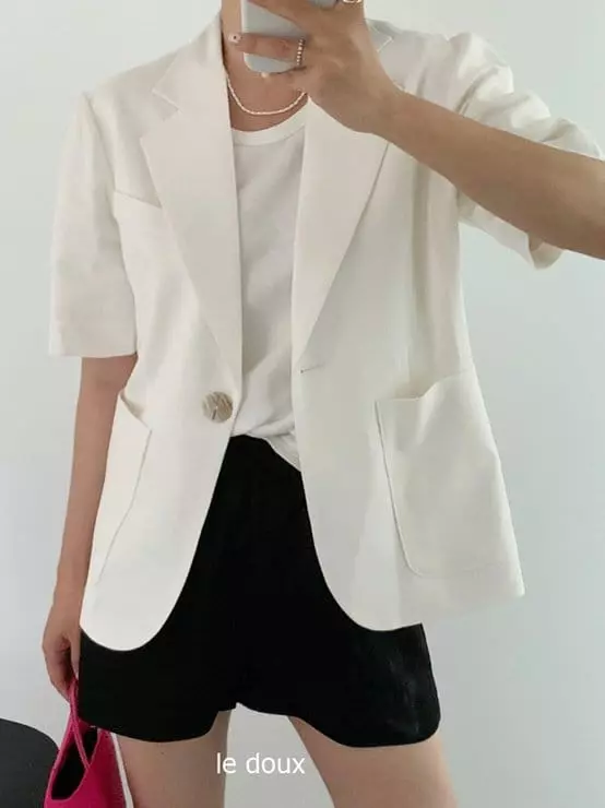 Melon Switch - Korean Women Fashion - #restrostyle - Mom One Button Jacket - 8