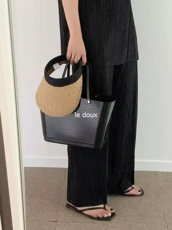 Melon Switch - Korean Women Fashion - #thatsdarling - Mom Puff Pleats Top Bottom Set - 10