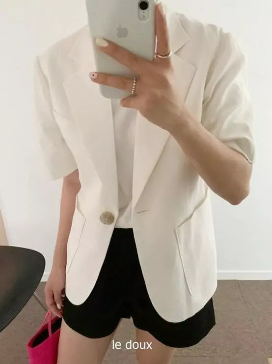 Melon Switch - Korean Women Fashion - #vintageinspired - Mom One Button Jacket - 5