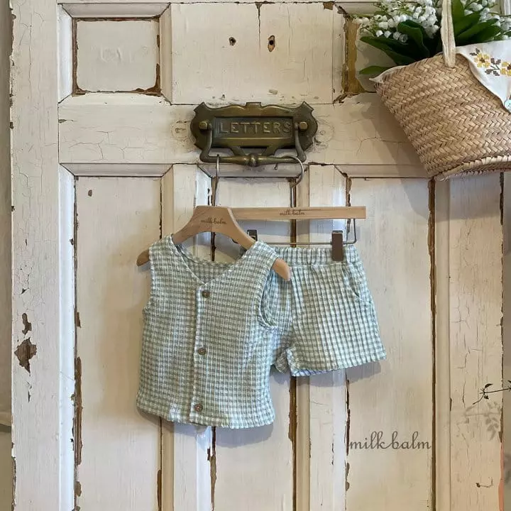 Milk Balm - Korean Children Fashion - #childrensboutique - Milk Check Top Bottom Set - 5