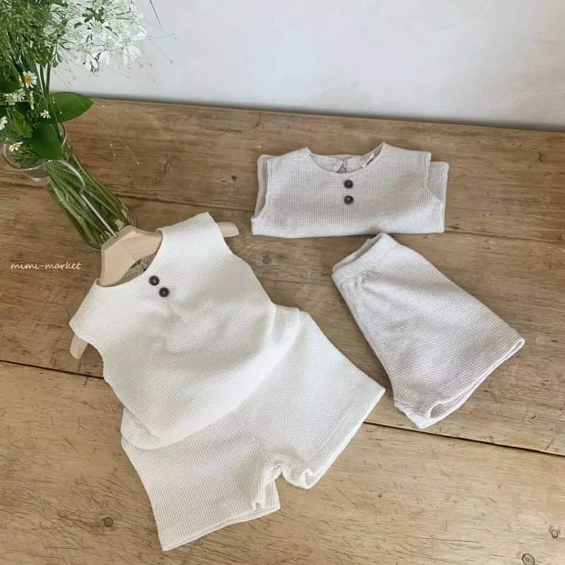 Mimi Market - Korean Baby Fashion - #babyfever - Cream Top Bottom Set - 6