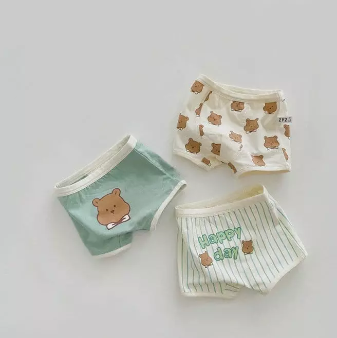 Miso - Korean Children Fashion - #childrensboutique - Barnie Bear Square Underwear Set - 5