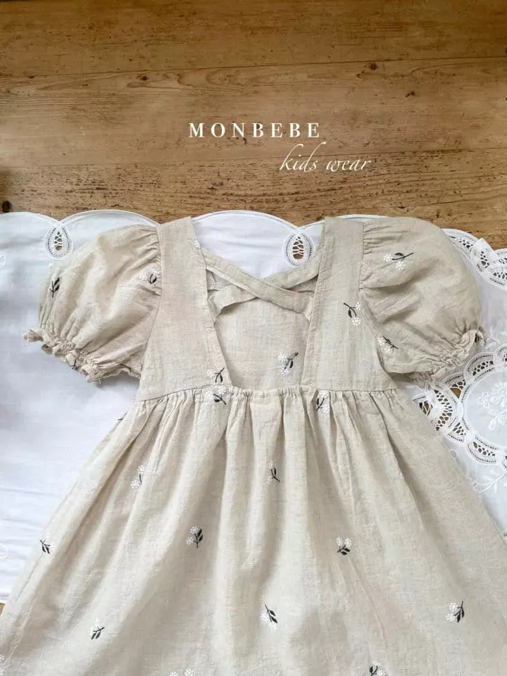 Monbebe - Korean Children Fashion - #stylishchildhood - French Embroidery One-piece - 4