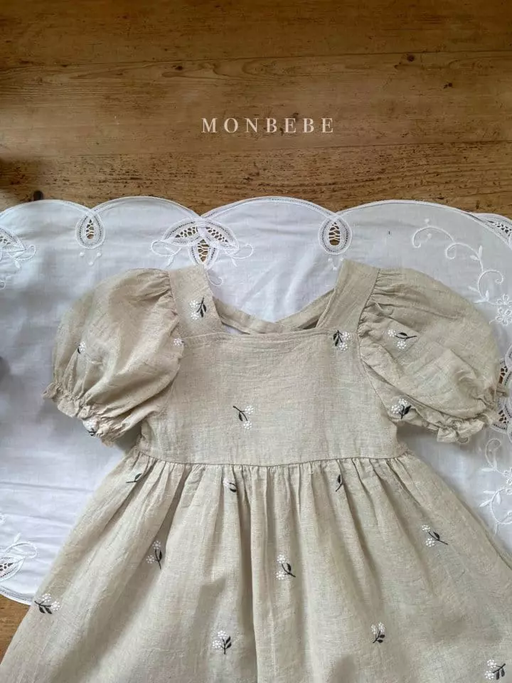 Monbebe - Korean Children Fashion - #stylishchildhood - French Embroidery One-piece - 3