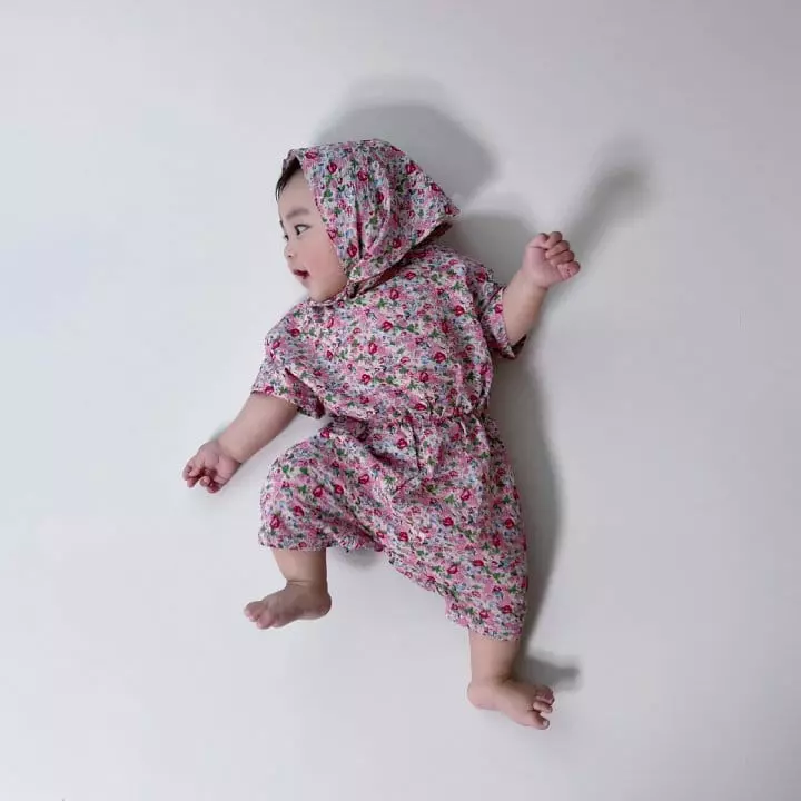 Moran - Korean Baby Fashion - #babyboutique - Flower Bodysuit with Bonnet - 7