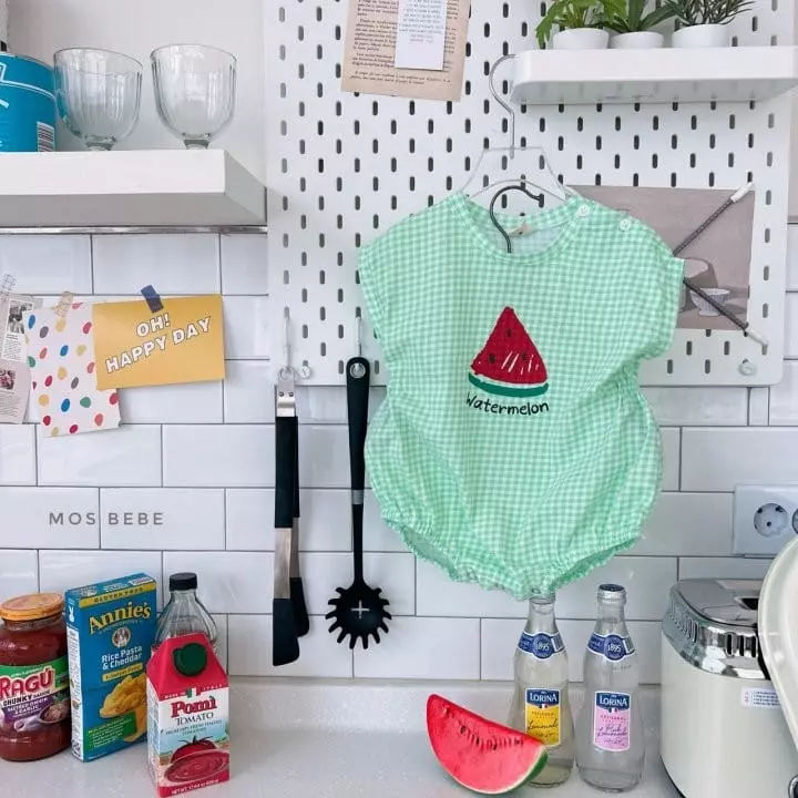 Mos Bebe - Korean Baby Fashion - #babygirlfashion - Watermelon Bodysuit - 7