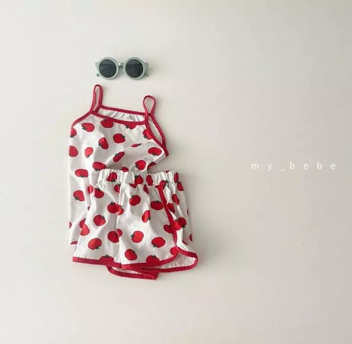 My Bebe - Korean Children Fashion - #kidzfashiontrend - Tomato Top Bottom Set - 3