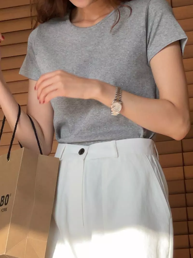 Nan - Korean Women Fashion - #momslook - Mini Binding Tee