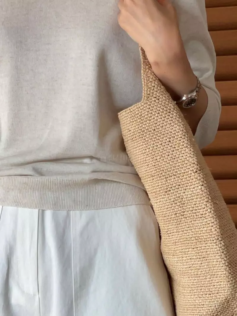 Nan - Korean Women Fashion - #momslook - Linen Round Knit Tee - 2