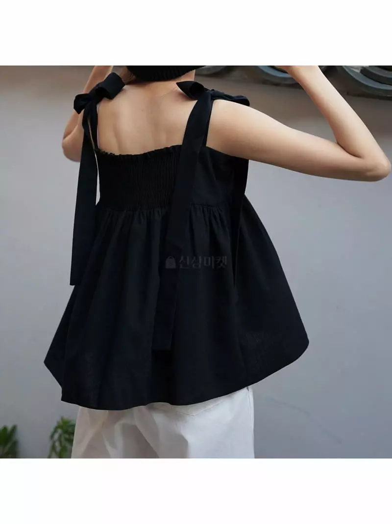 Nan - Korean Women Fashion - #momslook - Ribbon Sleeveless Top - 3