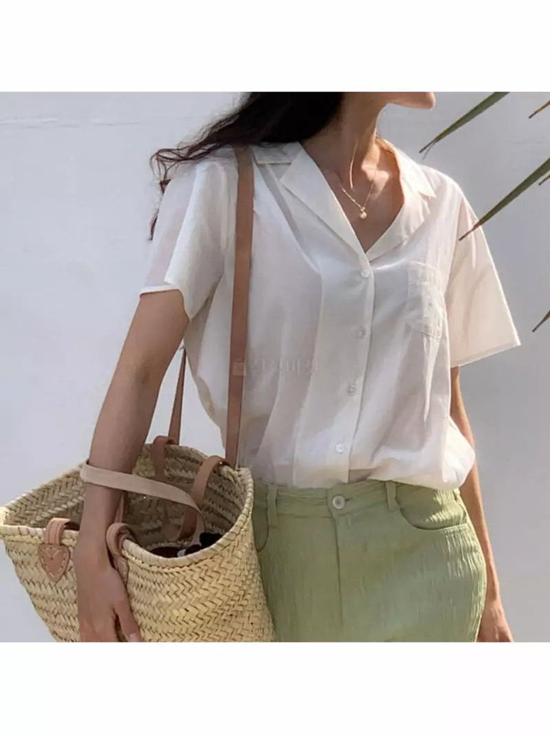Nan - Korean Women Fashion - #momslook - Mini Pocket Shirt - 3