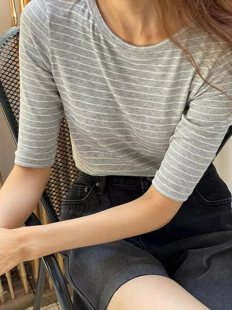 Nan - Korean Women Fashion - #momslook - Marin Boat Neck Tee - 3