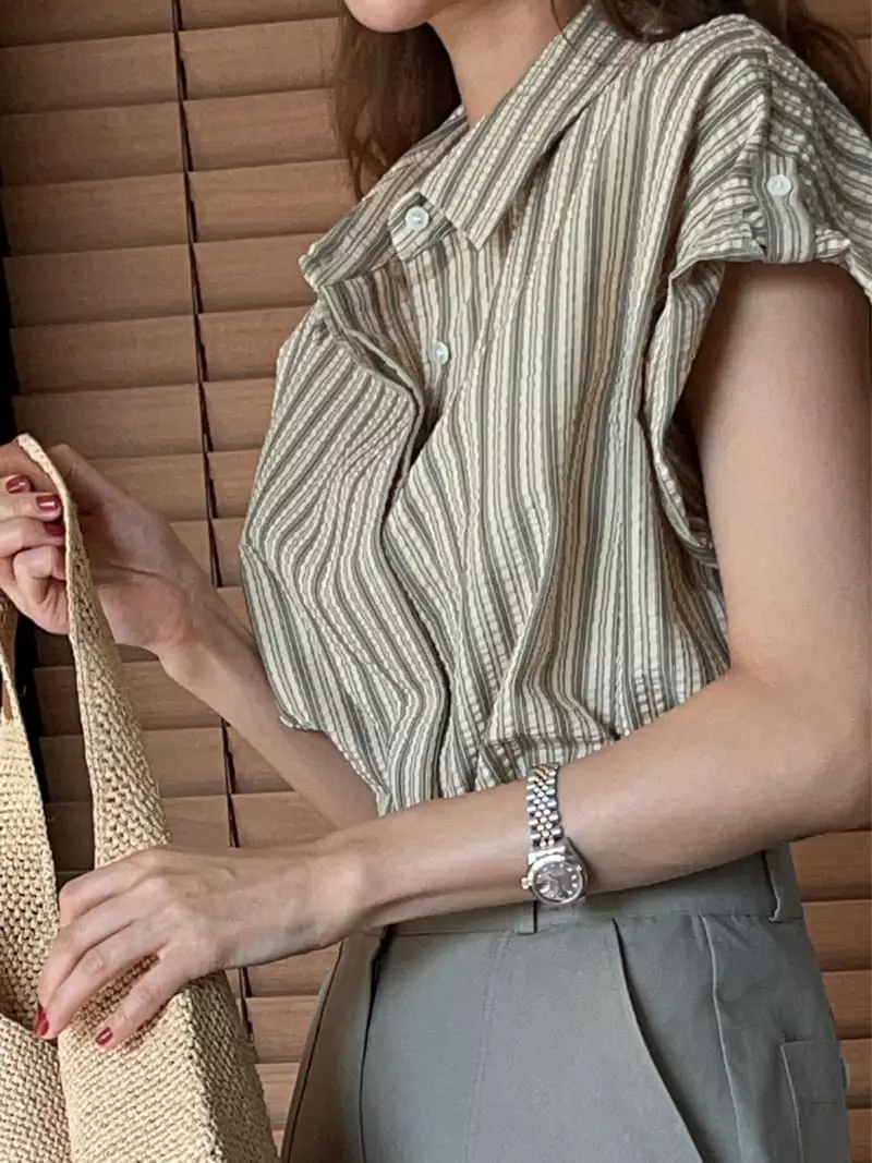 Nan - Korean Women Fashion - #momslook - Stripes Shirt - 2