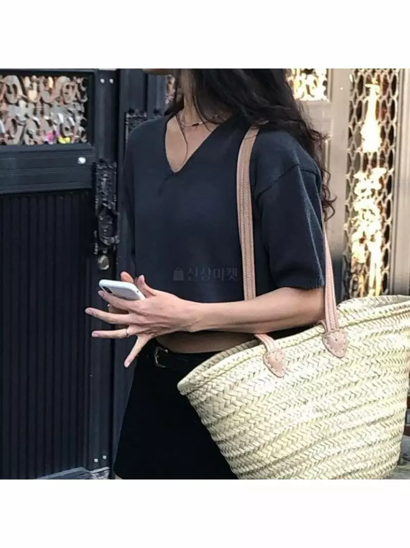 Nan - Korean Women Fashion - #momslook - Ollson V Neck Knit Tee - 3