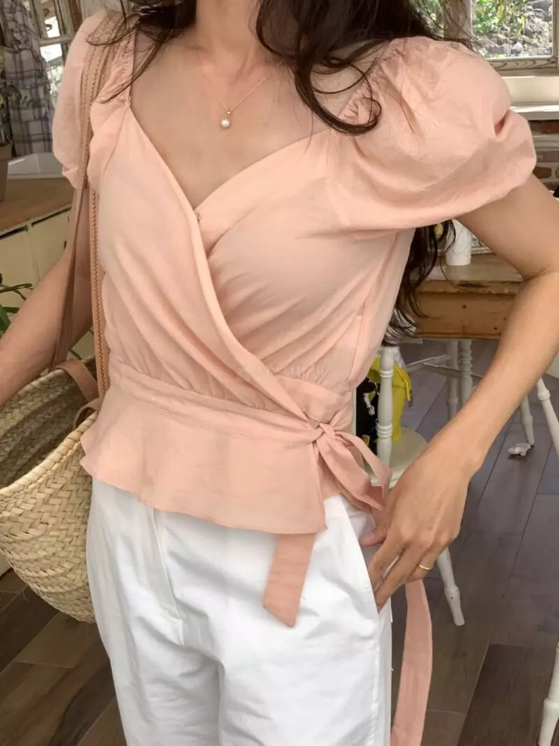 Nan - Korean Women Fashion - #restrostyle - Sage Blouse - 3