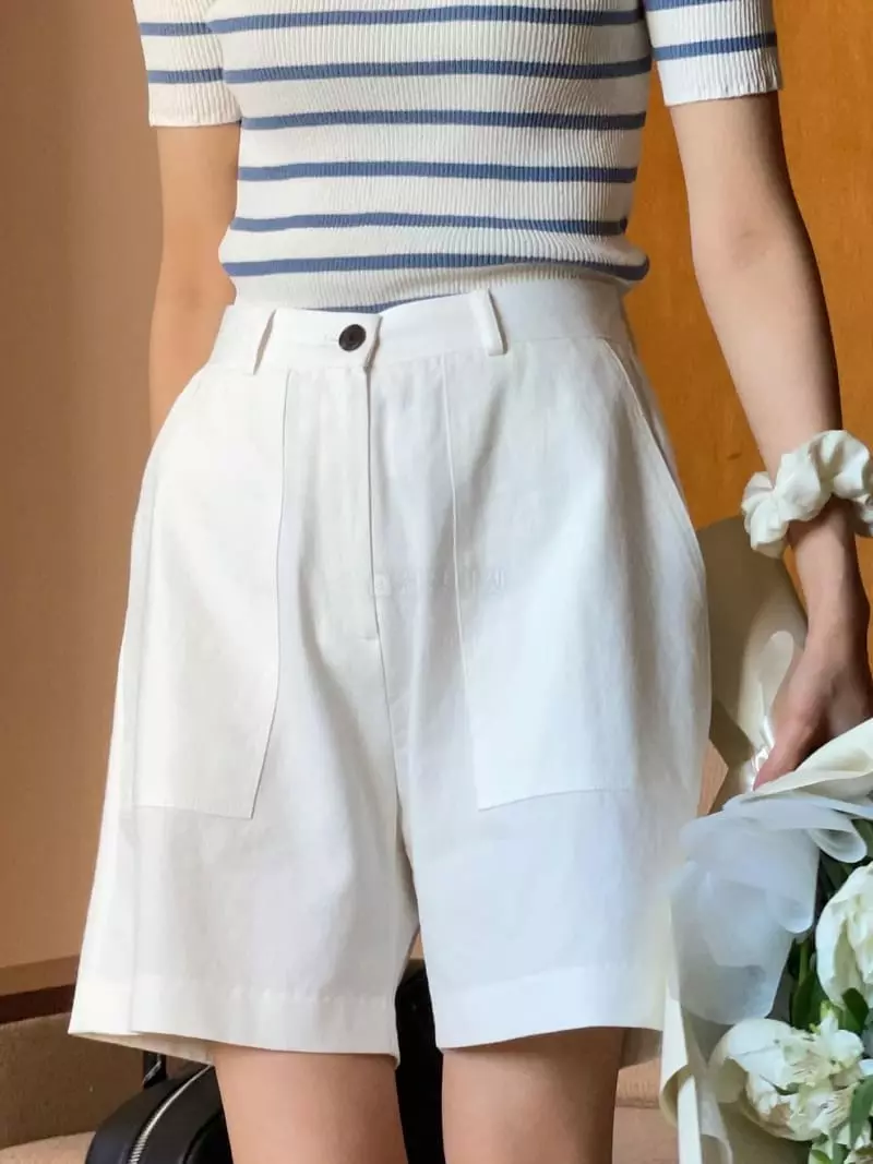 Nan - Korean Women Fashion - #romanticstyle - Linen Square Shorts