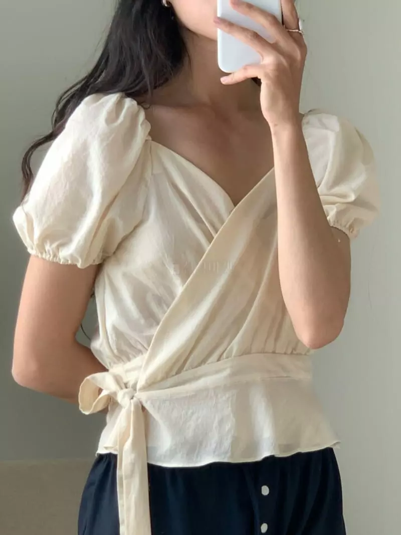 Nan - Korean Women Fashion - #restrostyle - Sage Blouse - 4