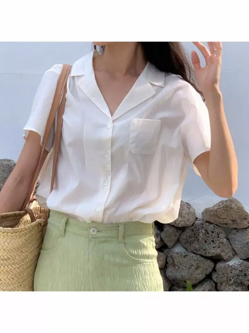 Nan - Korean Women Fashion - #thelittlethings - Mini Pocket Shirt - 2