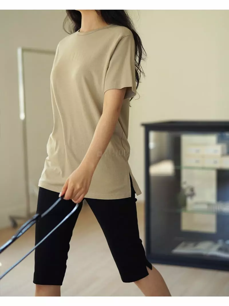 Nan - Korean Women Fashion - #vintageinspired - Modal Round Tee - 3
