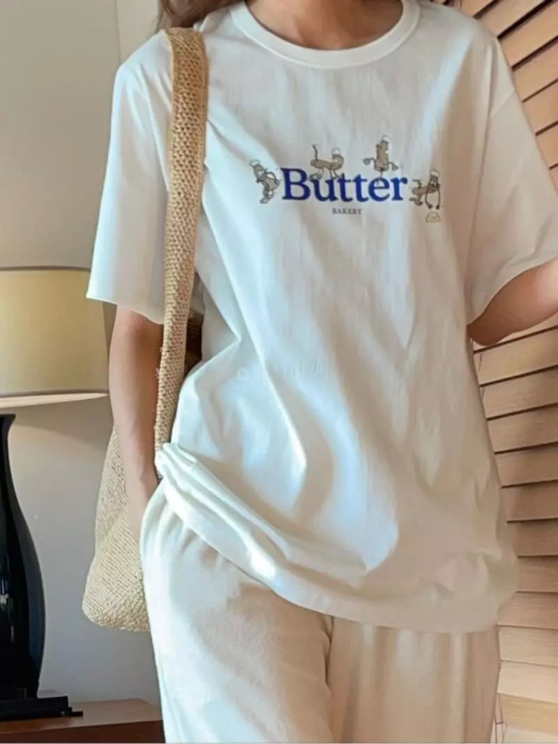 Nan - Korean Women Fashion - #vintageinspired - Melting Butter Tee - 2
