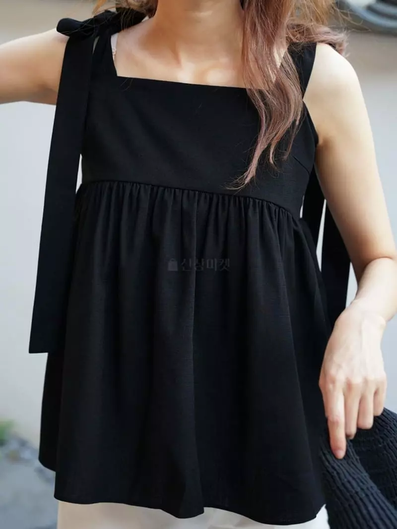 Nan - Korean Women Fashion - #womensfashion - Ribbon Sleeveless Top - 2