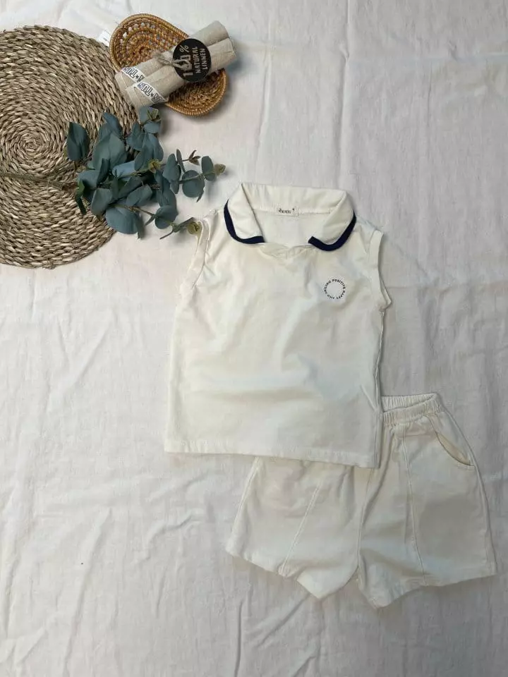 Neneru - Korean Children Fashion - #toddlerclothing - Roy Collar Top Bottom Set - 8